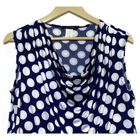 Jennie and Maris Top Women's Size Large Pullover Sleeveless Blue w/White Dots - Picture 3 of 6